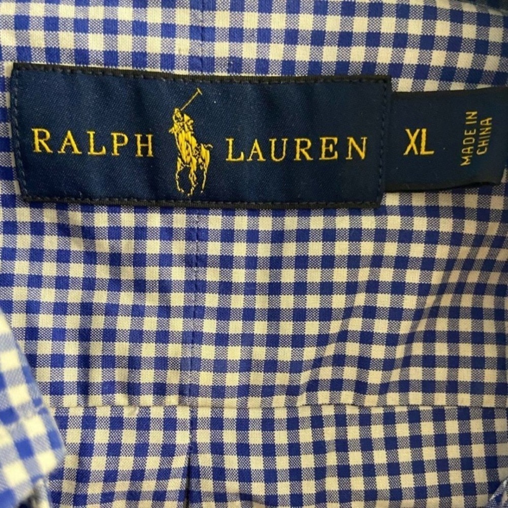 Ralph Lauren Blue Gingham Men's Shirt XL - Picture 5 of 6